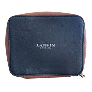 Lanvin Parfums Travel Case Mens Brown Black Turkish Airlines Toiletry Dopp Kit